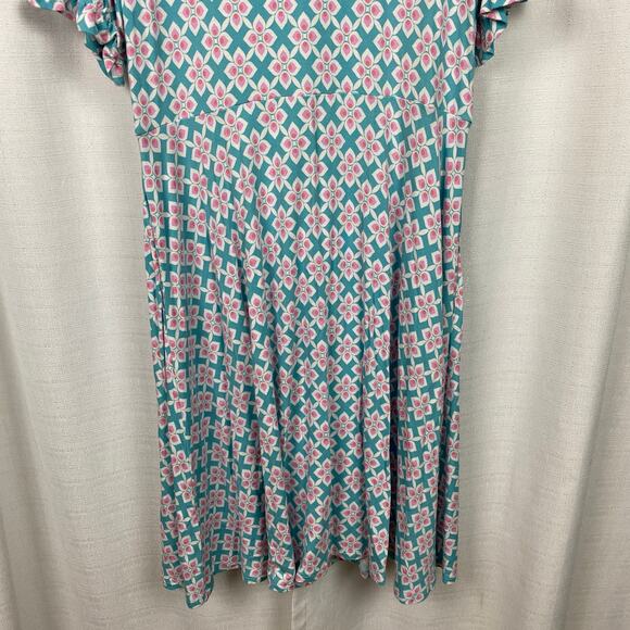 Boden Blue&Pink V Neck Jersey Midi Dress Sz.12L - Picture 11 of 13